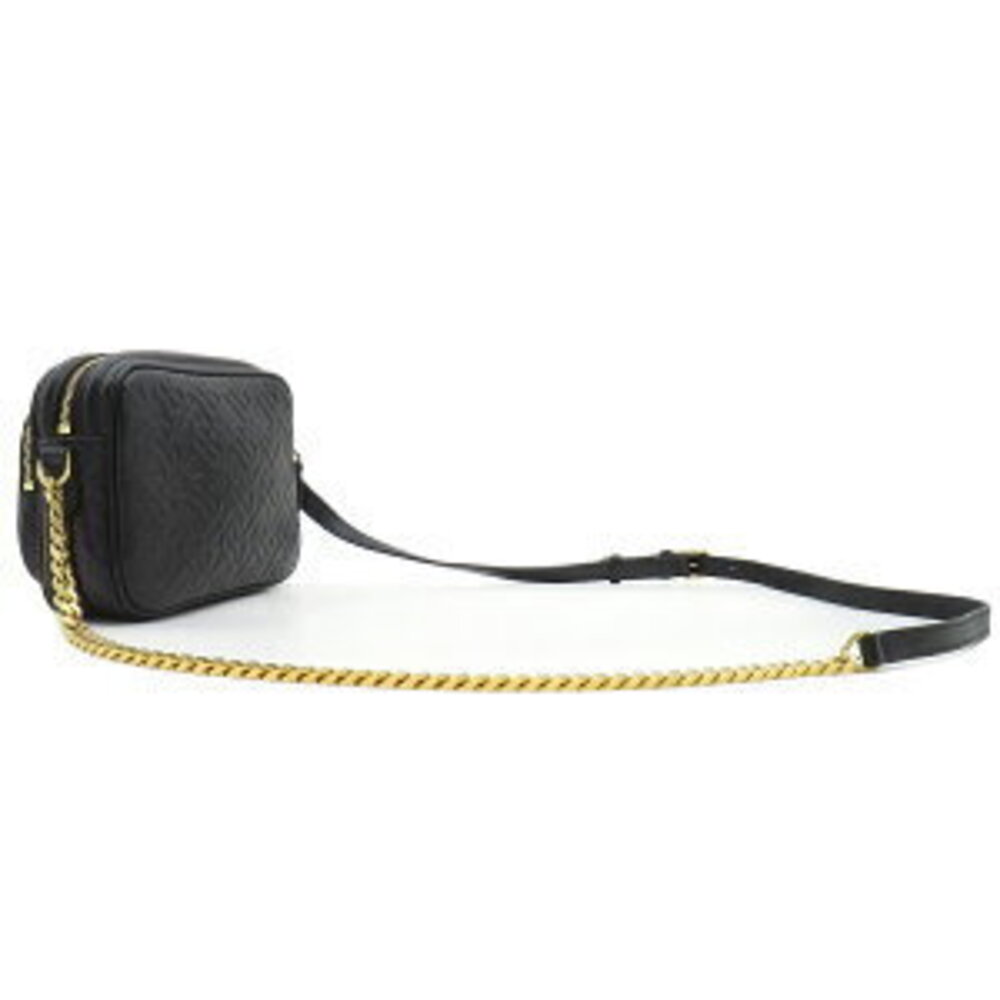 Burberry Bag Chain Leather Black TB Monogram Shoulder Dust
